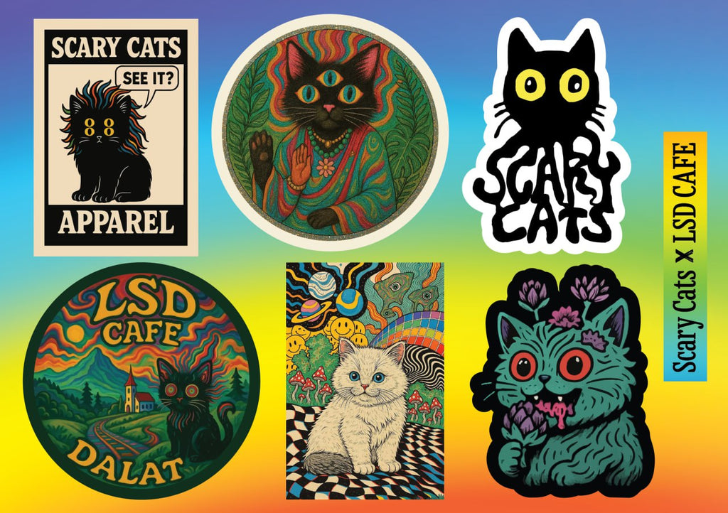 Scary Cats ✖️ LSD CAFE Stickers